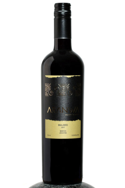 bottle of Aranwa Mendoza Malbec wine